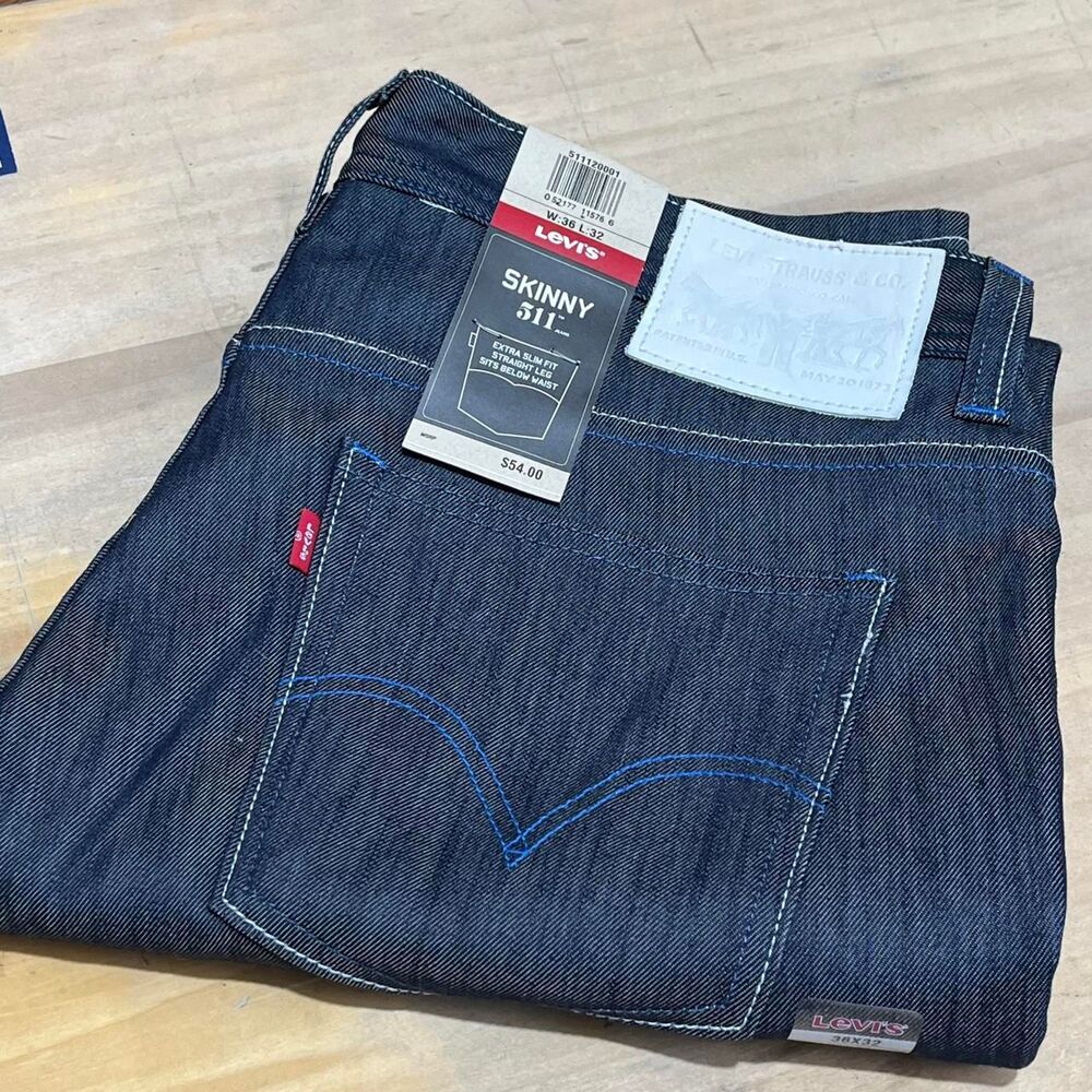Levi-s Men's Navy and Blue Jeans
